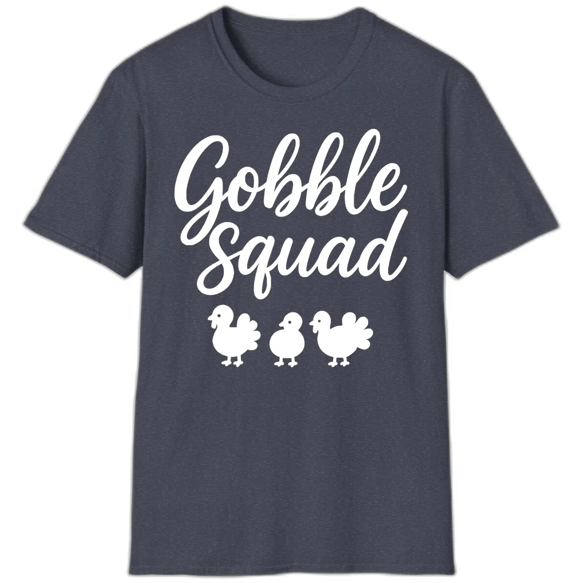 Gobble Squad Thanksgiving Design T-Shirt in Heather Navy