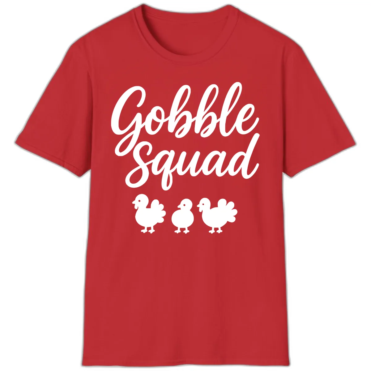 Gobble Squad Thanksgiving Design T-Shirt in Red