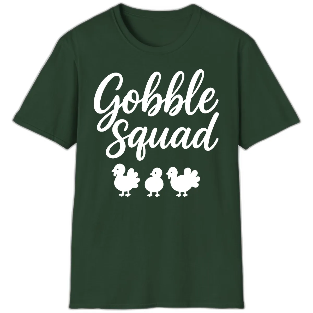 Gobble Squad Thanksgiving Design T-Shirt in Forest Green