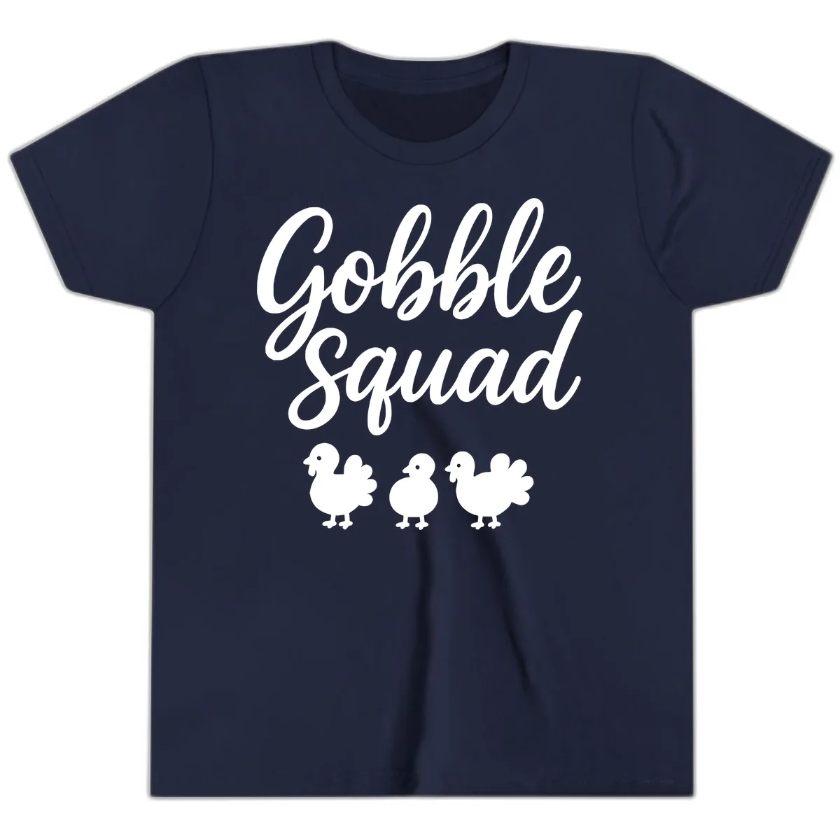 Gobble Squad Thanksgiving Design Youth T-Shirt in Navy