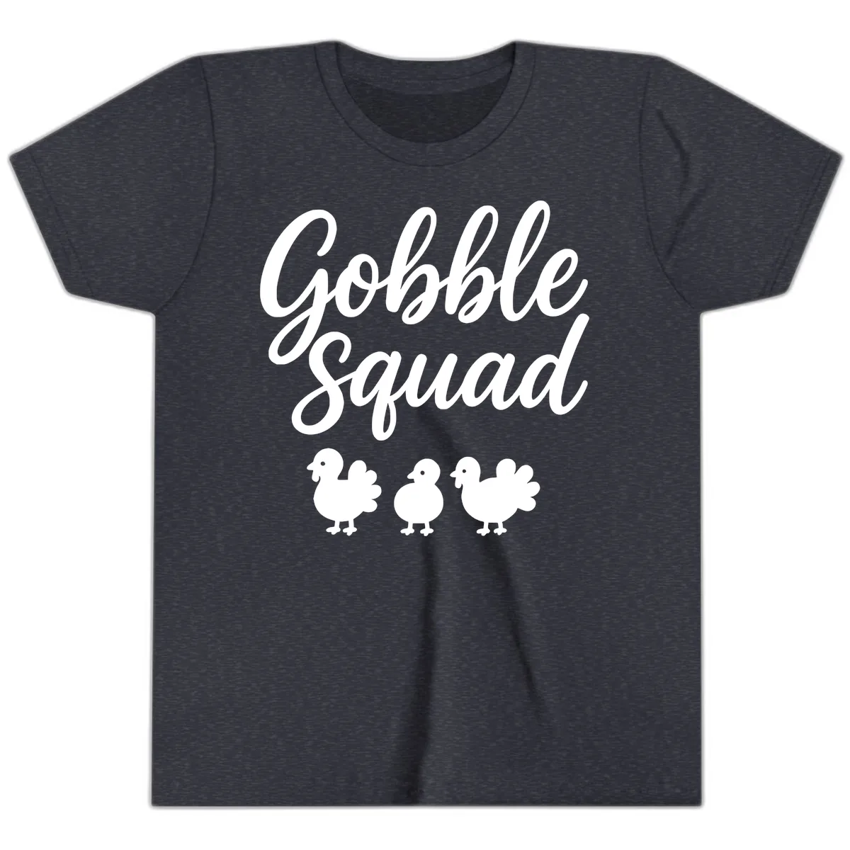 Gobble Squad Thanksgiving Design Youth T-Shirt in Heather Navy
