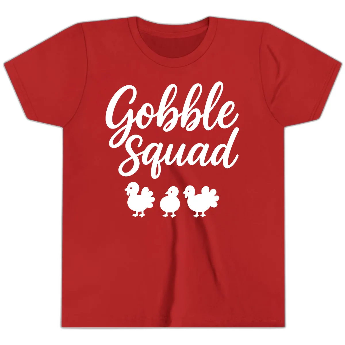 Gobble Squad Thanksgiving Design Youth T-Shirt in Red