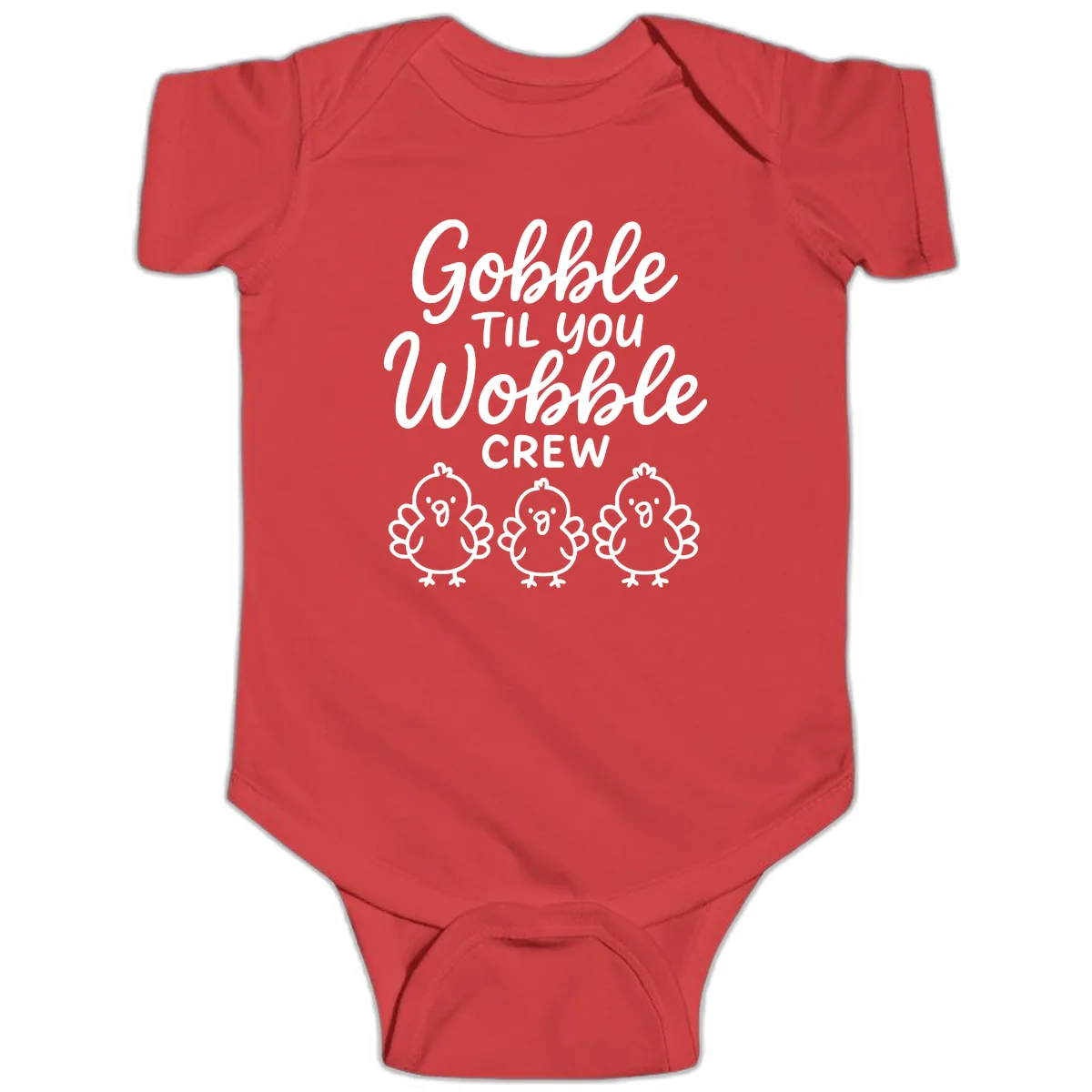 Gobble Til You Wobble Crew Thanksgiving Baby Onesie in Red