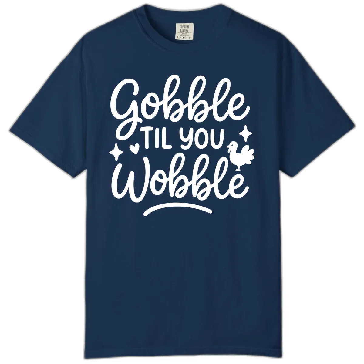 Gobble Til You Wobble Thanksgiving Design Comfort Color in Navy