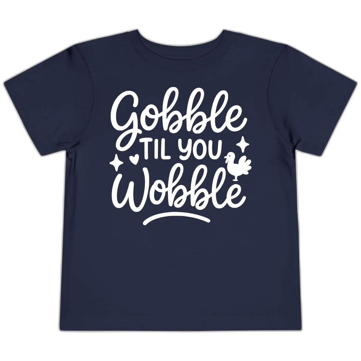 Gobble Til You Wobble Thanksgiving Design Toddler T-Shirt in Navy