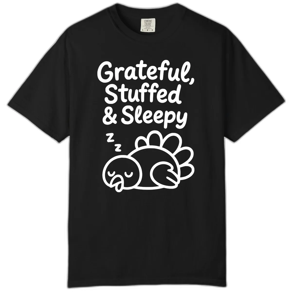 Grateful Stuffed Sleepy Turkey Comfort Color in Black