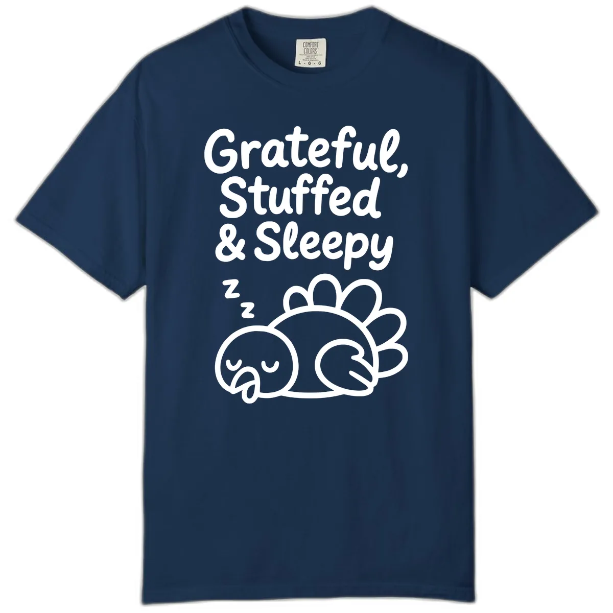 Grateful Stuffed Sleepy Turkey Comfort Color in Navy
