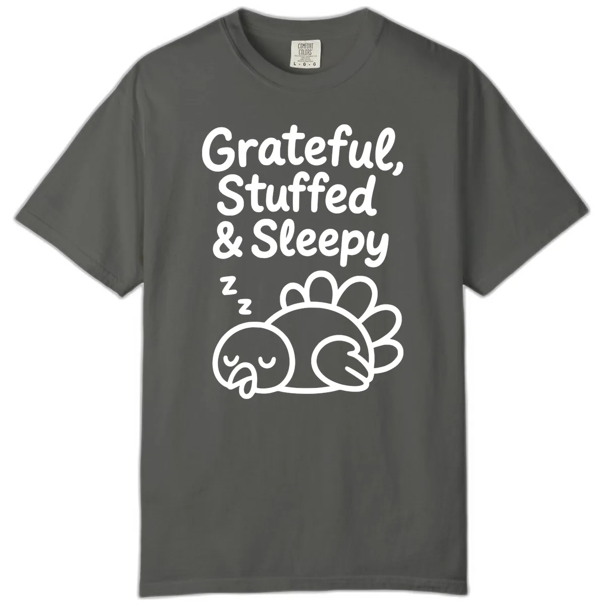 Grateful Stuffed Sleepy Turkey Comfort Color in Pepper