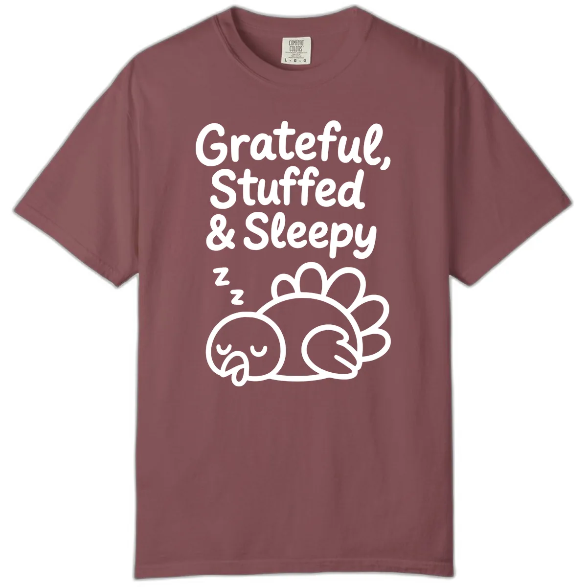 Grateful Stuffed Sleepy Turkey Comfort Color in Brick