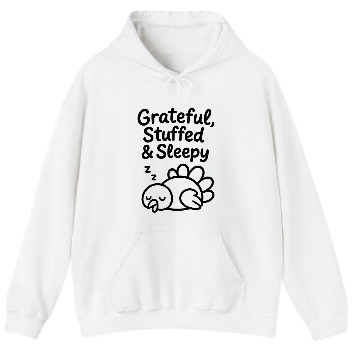 Grateful Stuffed Sleepy Turkey Hoodie in White