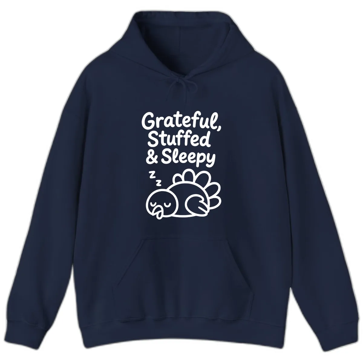 Grateful Stuffed Sleepy Turkey Hoodie in Navy