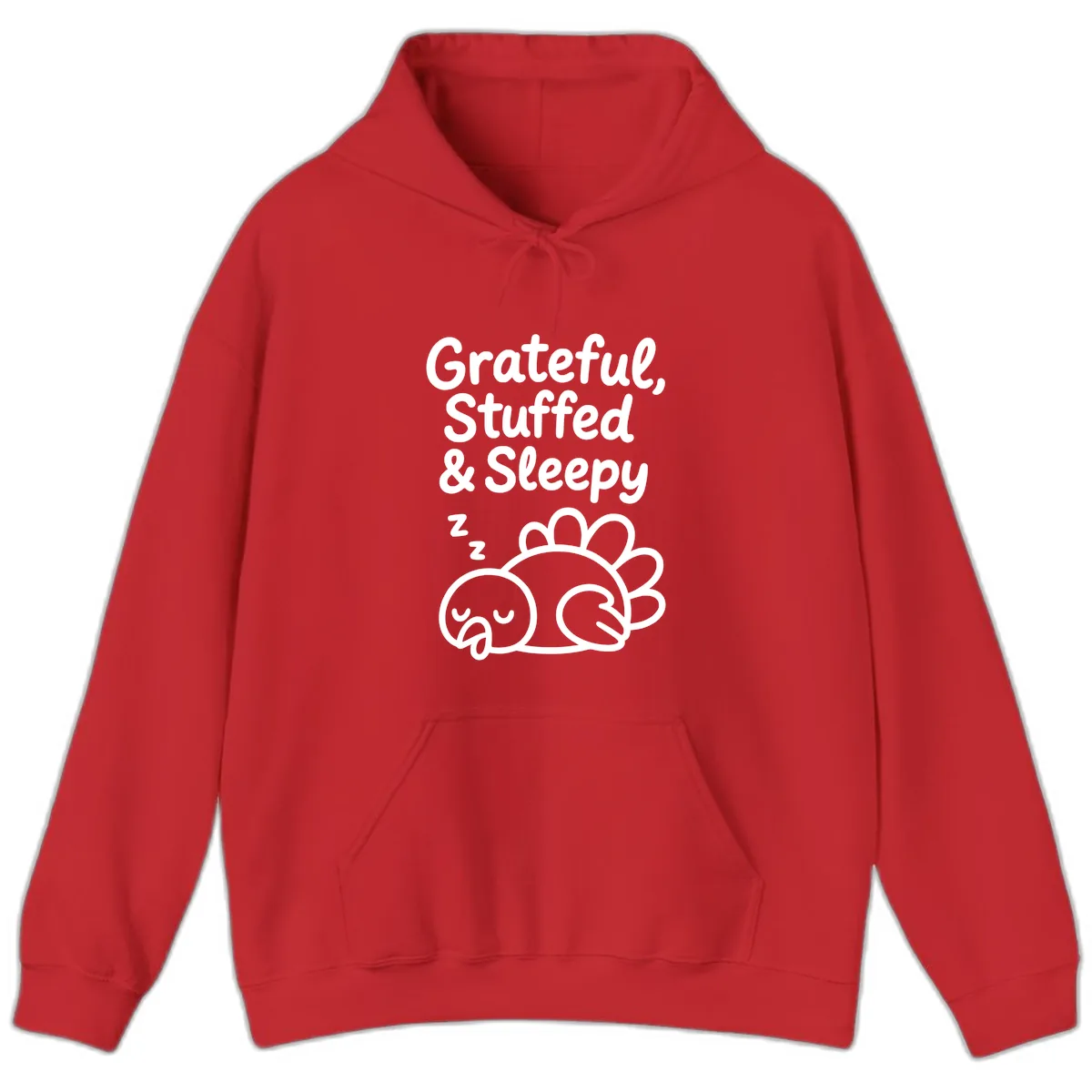 Grateful Stuffed Sleepy Turkey Hoodie in Red