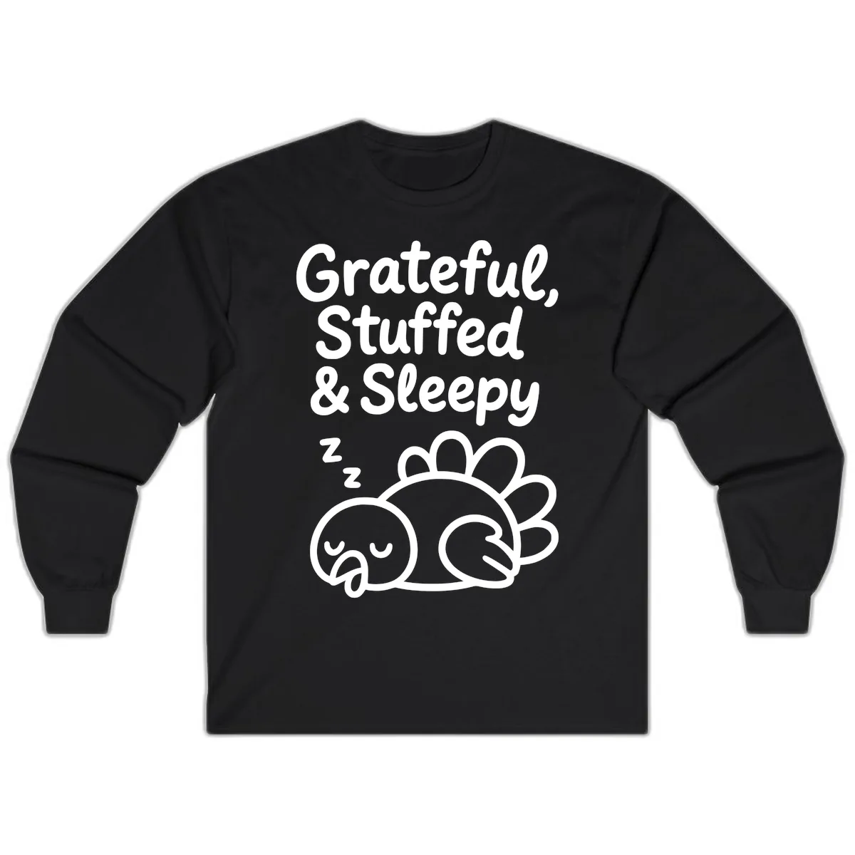 Grateful Stuffed Sleepy Turkey Long Sleeve in Black