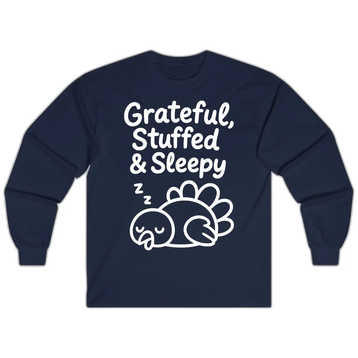 Grateful Stuffed Sleepy Turkey Long Sleeve in Navy