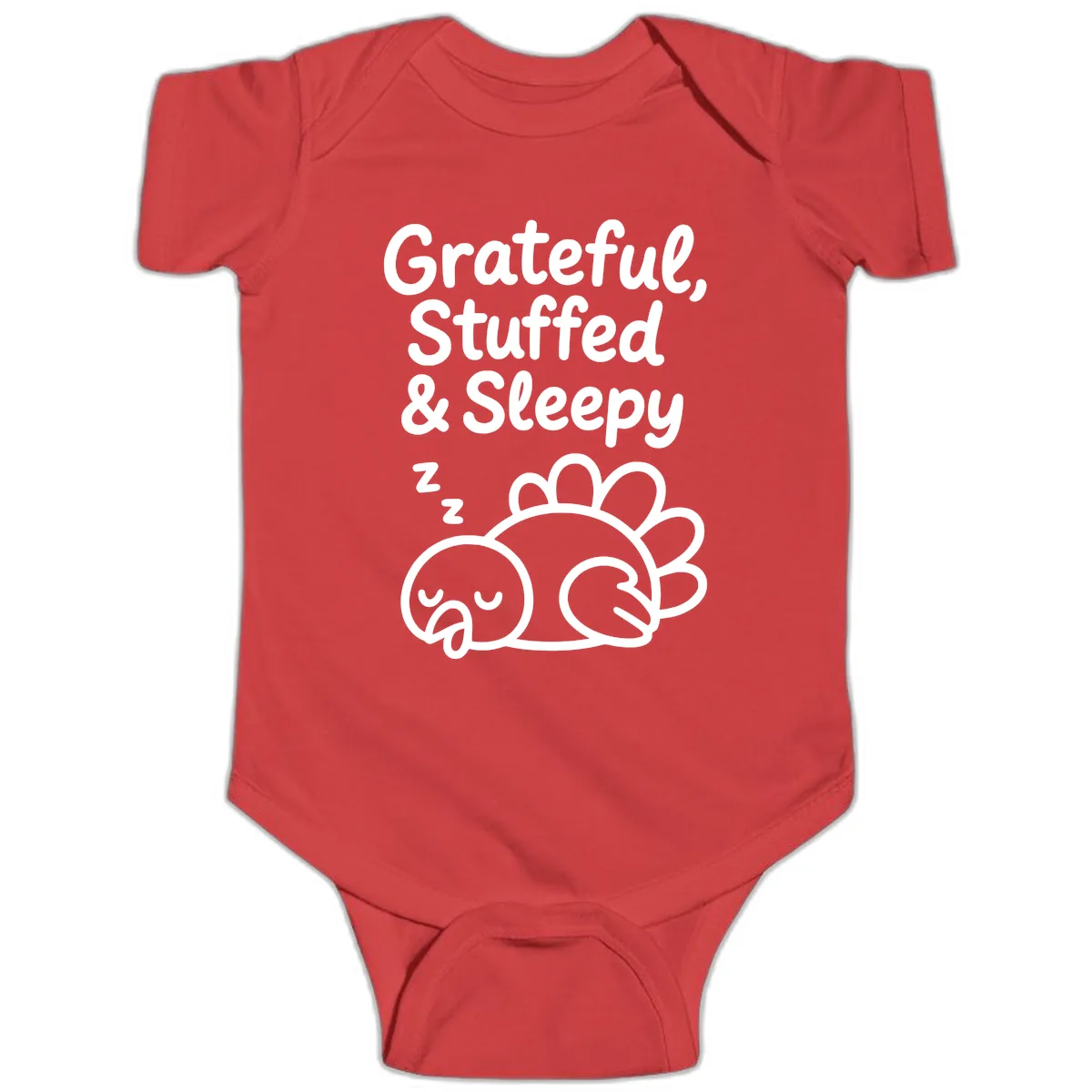 Grateful Stuffed Sleepy Turkey Baby Onesie in Red