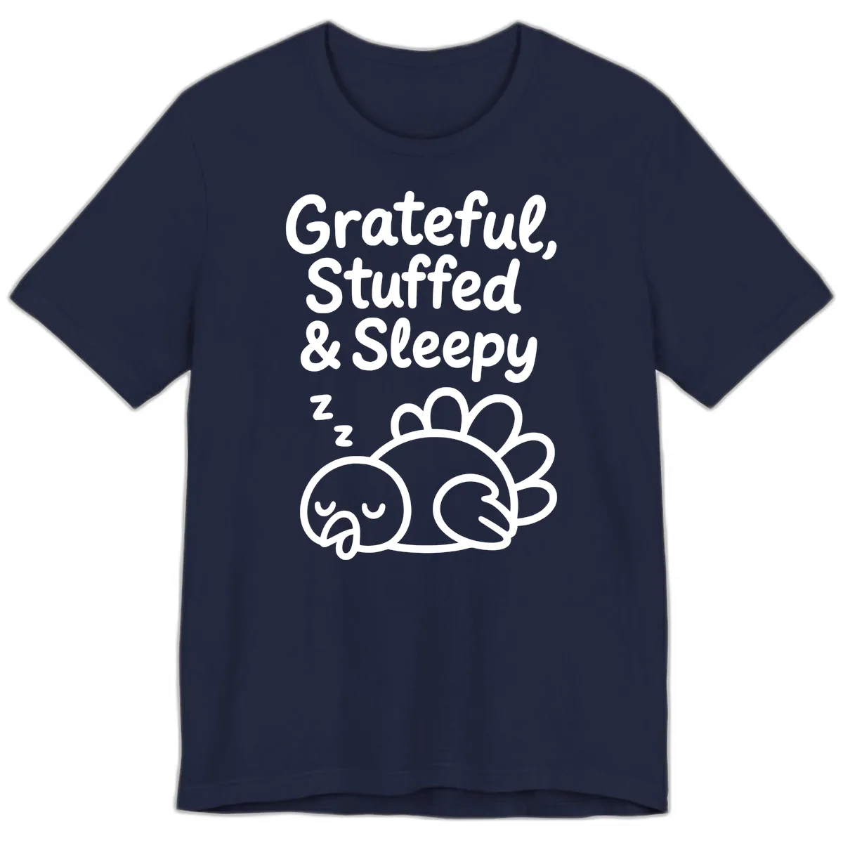 Grateful Stuffed Sleepy Turkey Premium T-Shirt in Navy