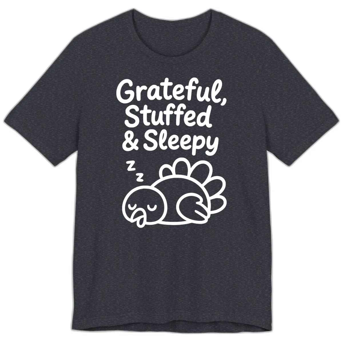 Grateful Stuffed Sleepy Turkey Premium T-Shirt in Heather Navy