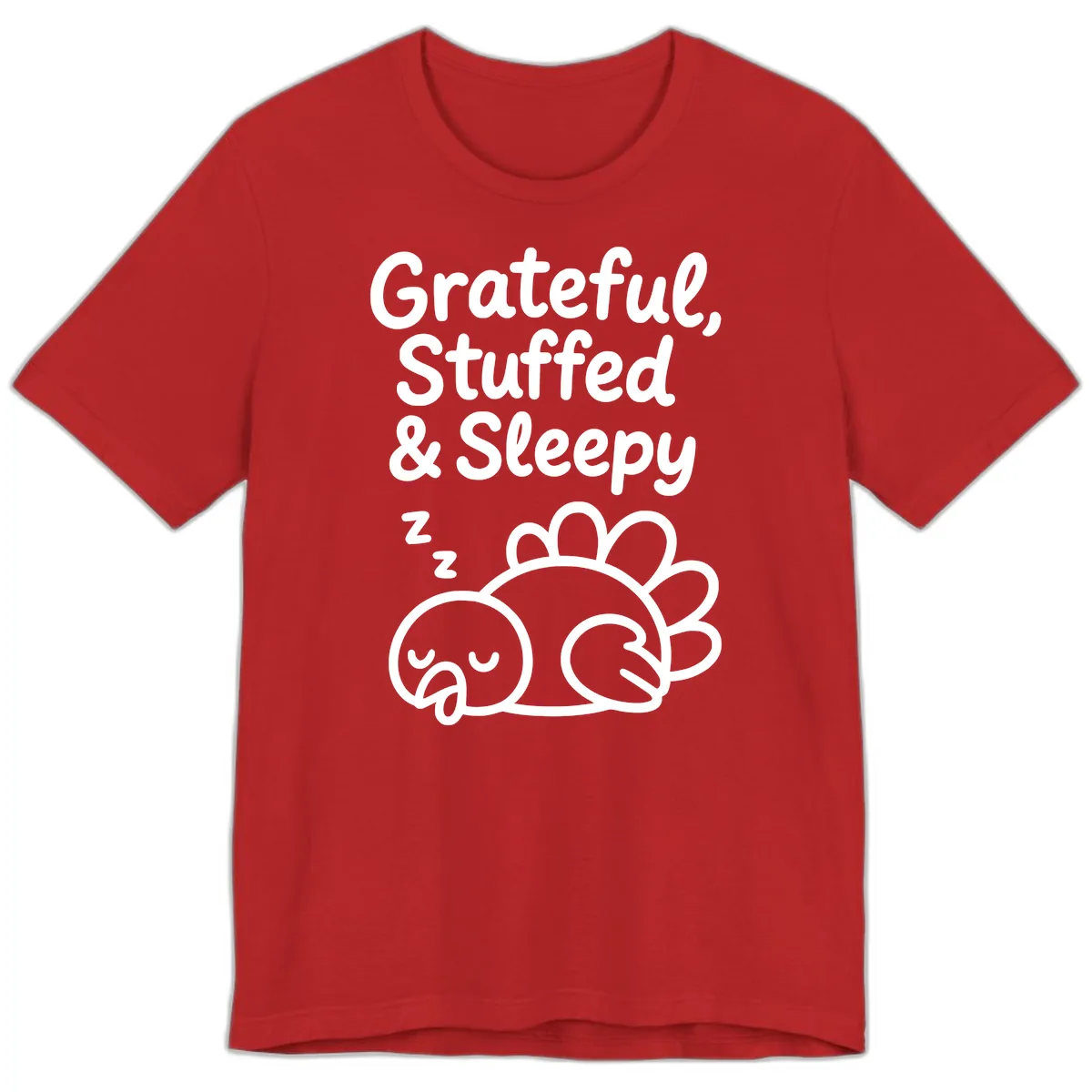 Grateful Stuffed Sleepy Turkey Premium T-Shirt in Red