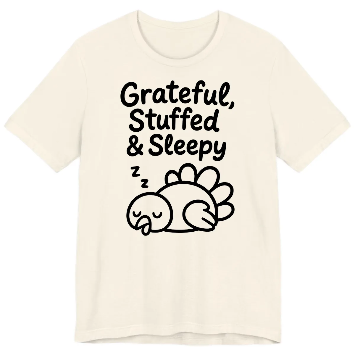 Grateful Stuffed Sleepy Turkey Premium T-Shirt in Natural