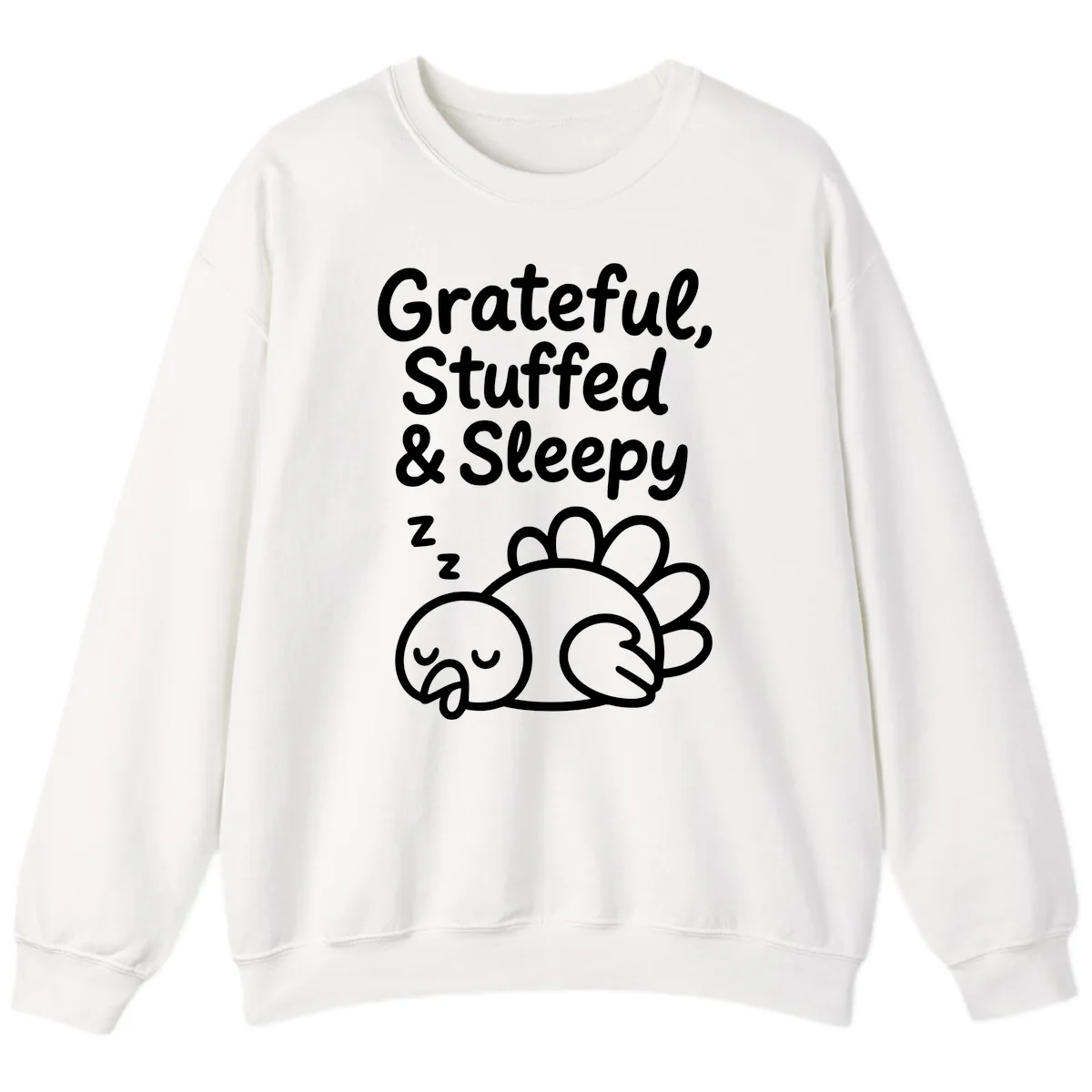Grateful Stuffed Sleepy Turkey Sweatshirt in White