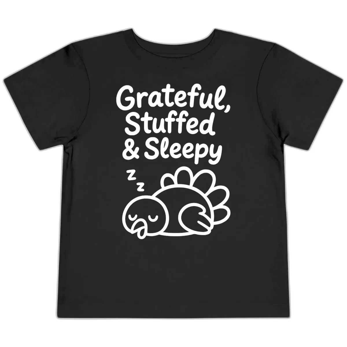 Grateful Stuffed Sleepy Turkey Toddler T-Shirt in Black