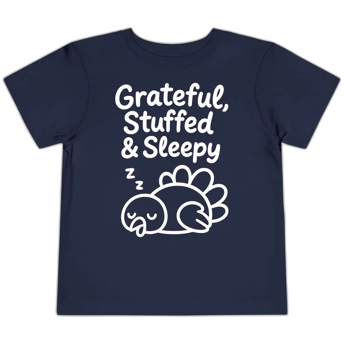 Grateful Stuffed Sleepy Turkey Toddler T-Shirt in Navy