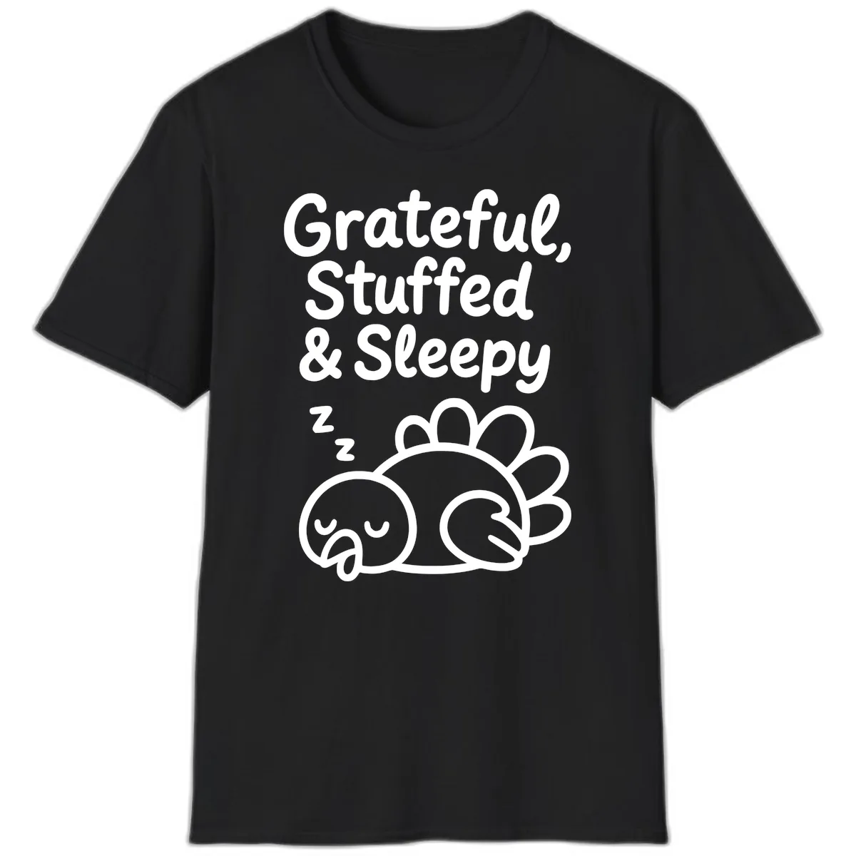 Grateful Stuffed Sleepy Turkey T-Shirt in Black