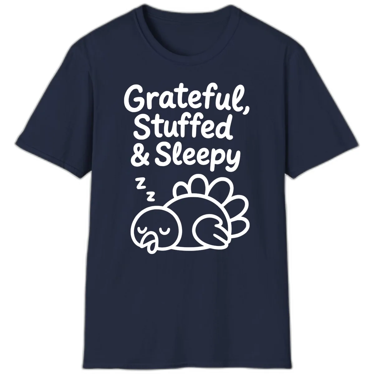 Grateful Stuffed Sleepy Turkey T-Shirt in Navy