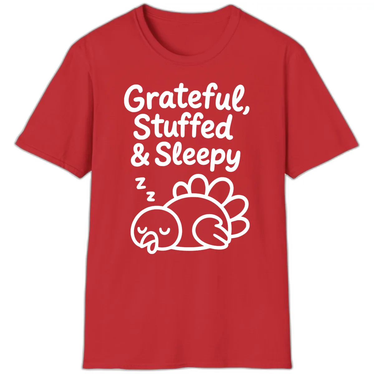 Grateful Stuffed Sleepy Turkey T-Shirt in Red