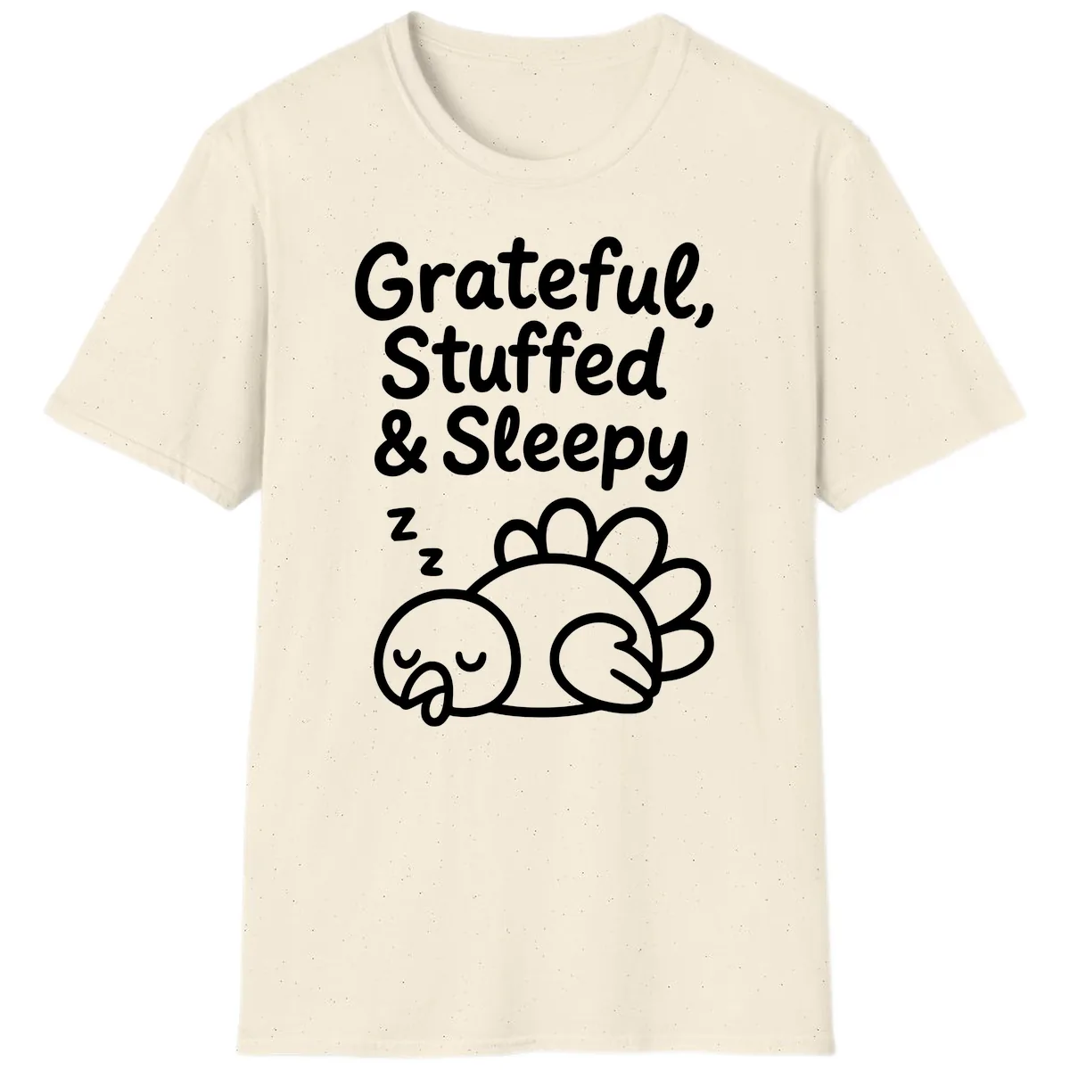 Grateful Stuffed Sleepy Turkey T-Shirt in Natural