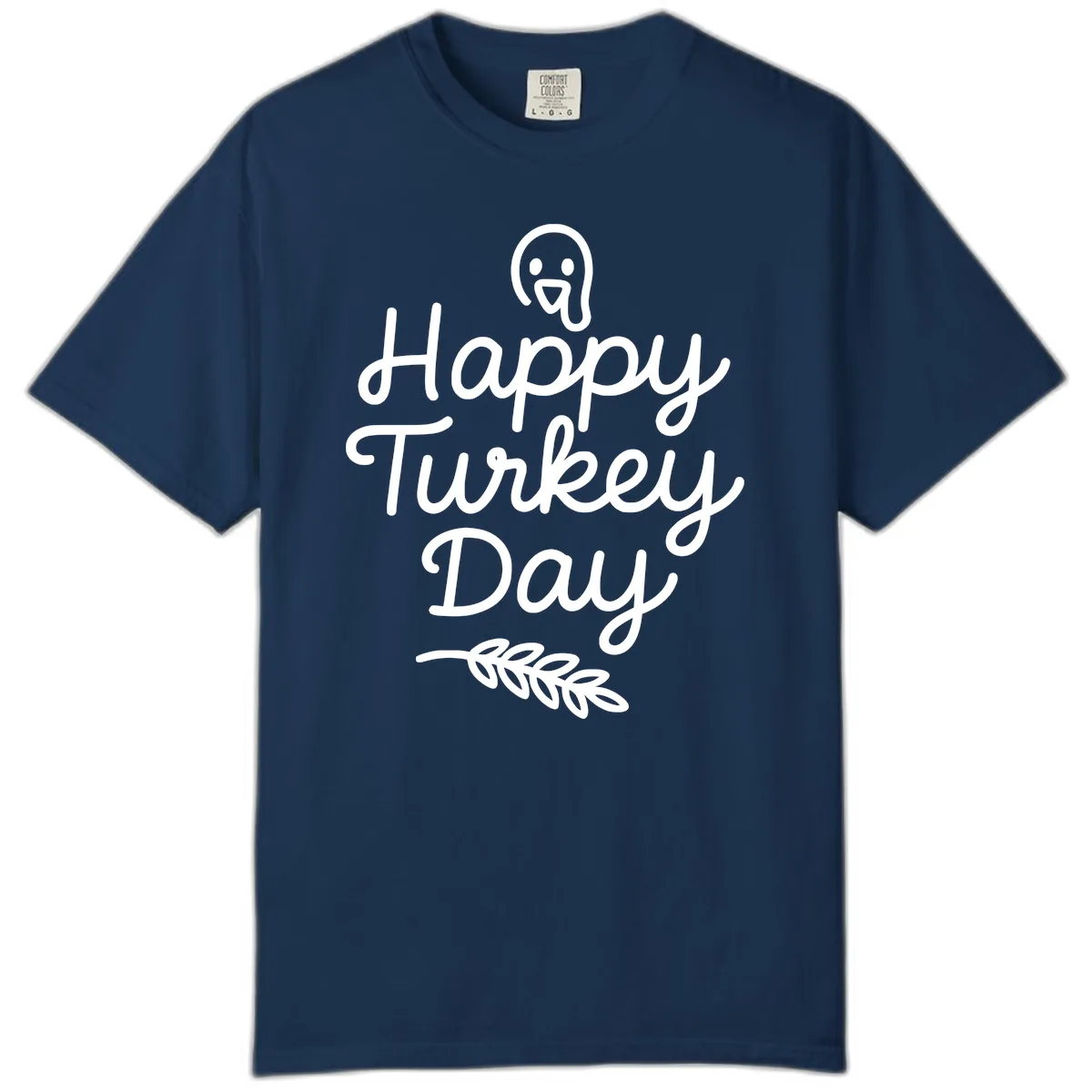 Happy Turkey Day Turkey Graphic Comfort Color in Navy