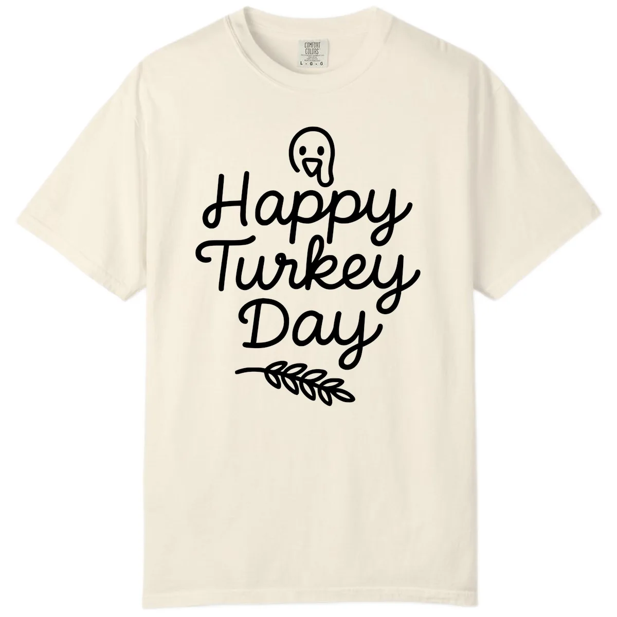 Happy Turkey Day Turkey Graphic Comfort Color in Ivory