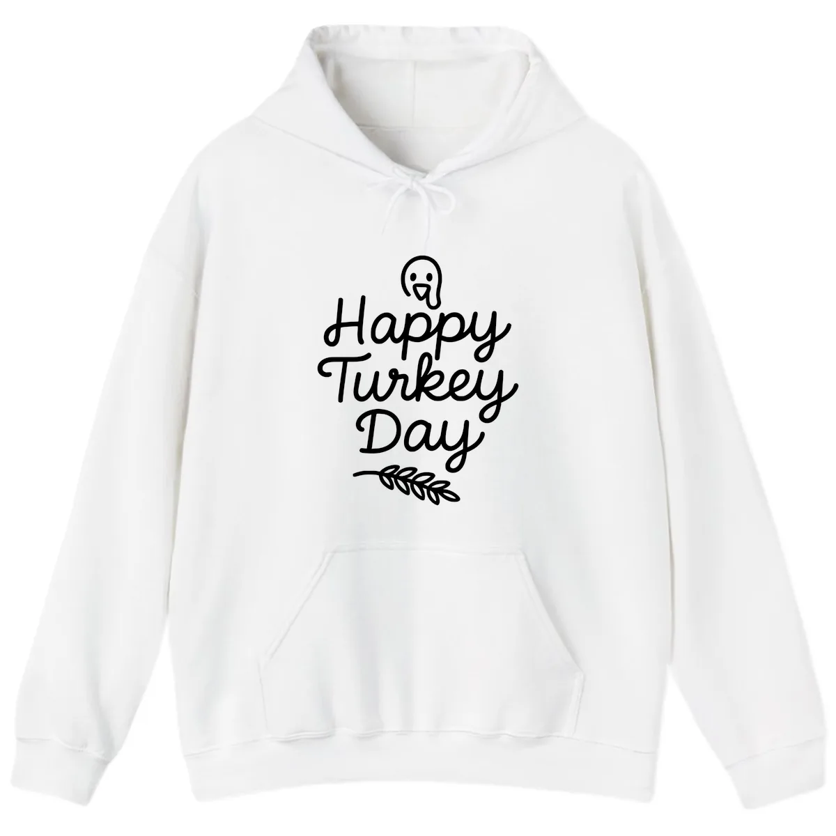 Happy Turkey Day Turkey Graphic Hoodie in White