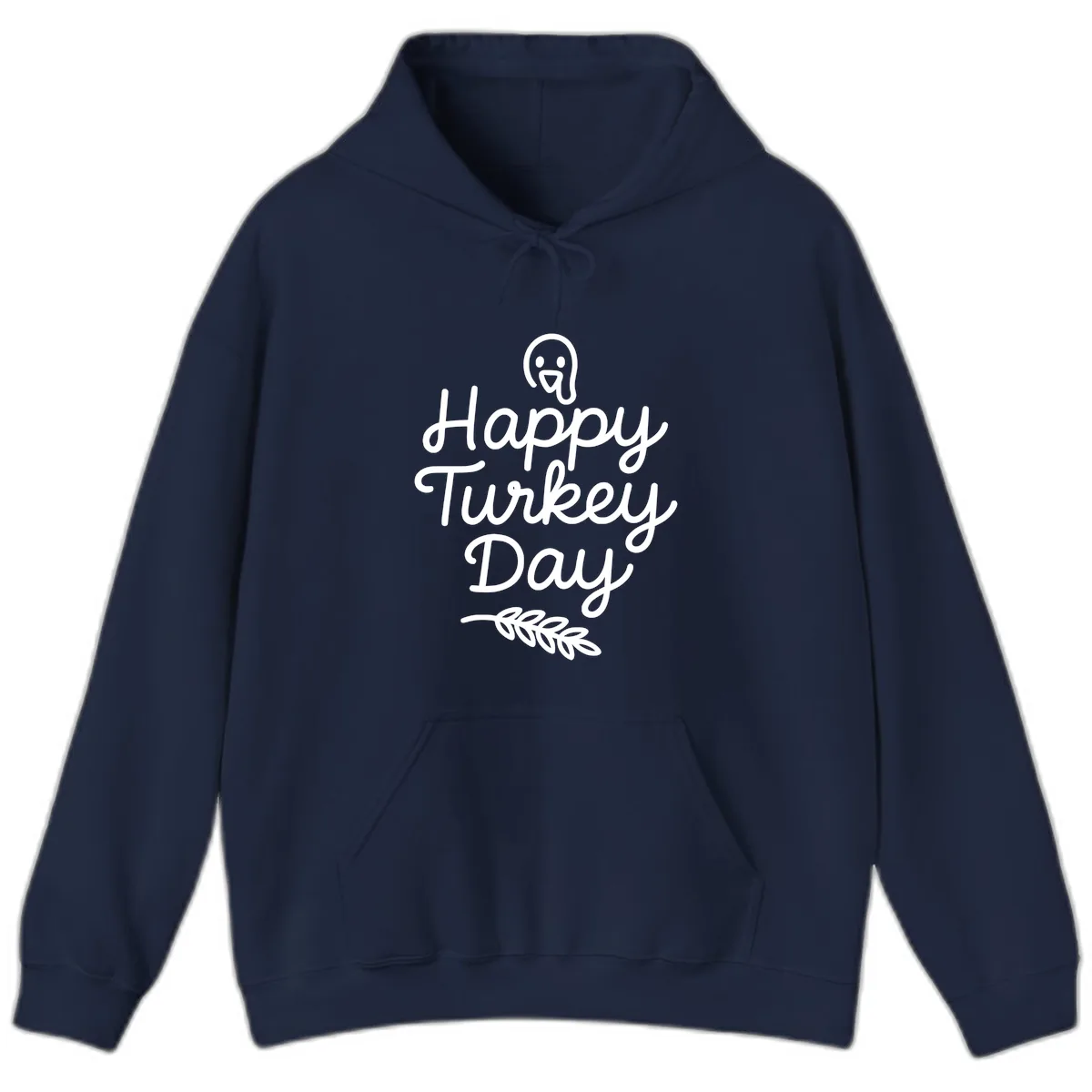 Happy Turkey Day Turkey Graphic Hoodie in Navy