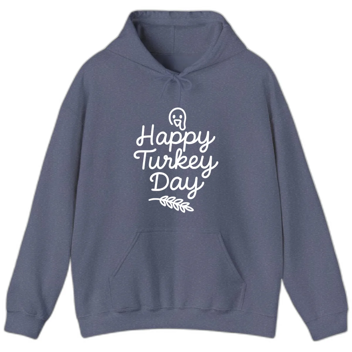 Happy Turkey Day Turkey Graphic Hoodie in Heather Navy