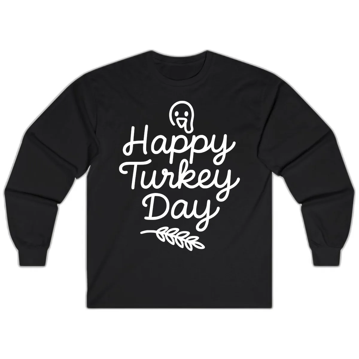 Happy Turkey Day Turkey Graphic Long Sleeve in Black
