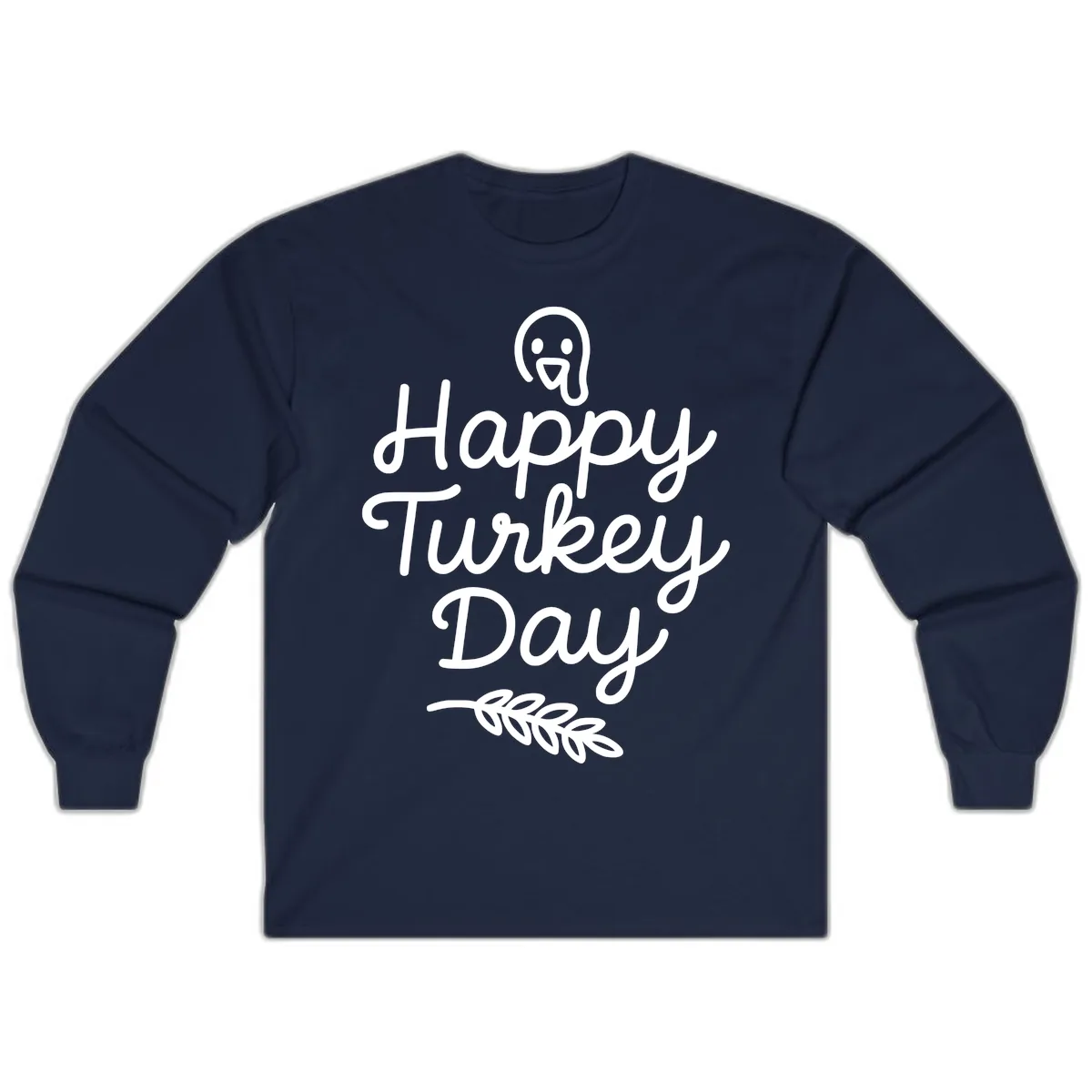 Happy Turkey Day Turkey Graphic Long Sleeve in Navy