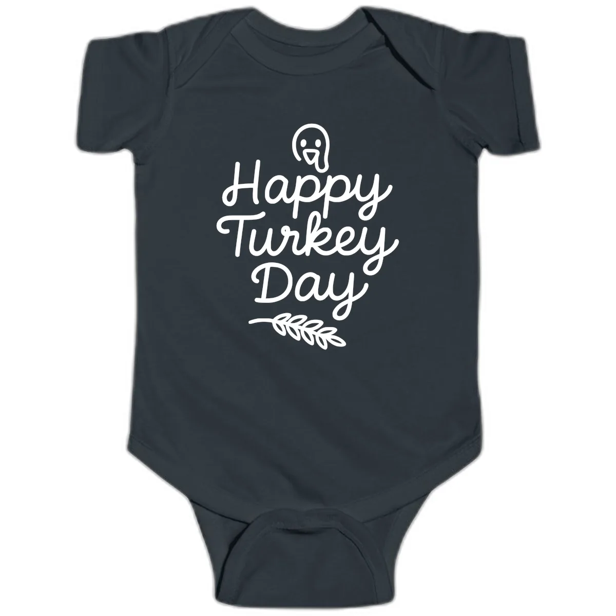 Happy Turkey Day Turkey Graphic Baby Onesie in Black