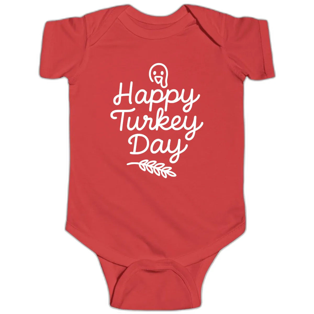 Happy Turkey Day Turkey Graphic Baby Onesie in Red