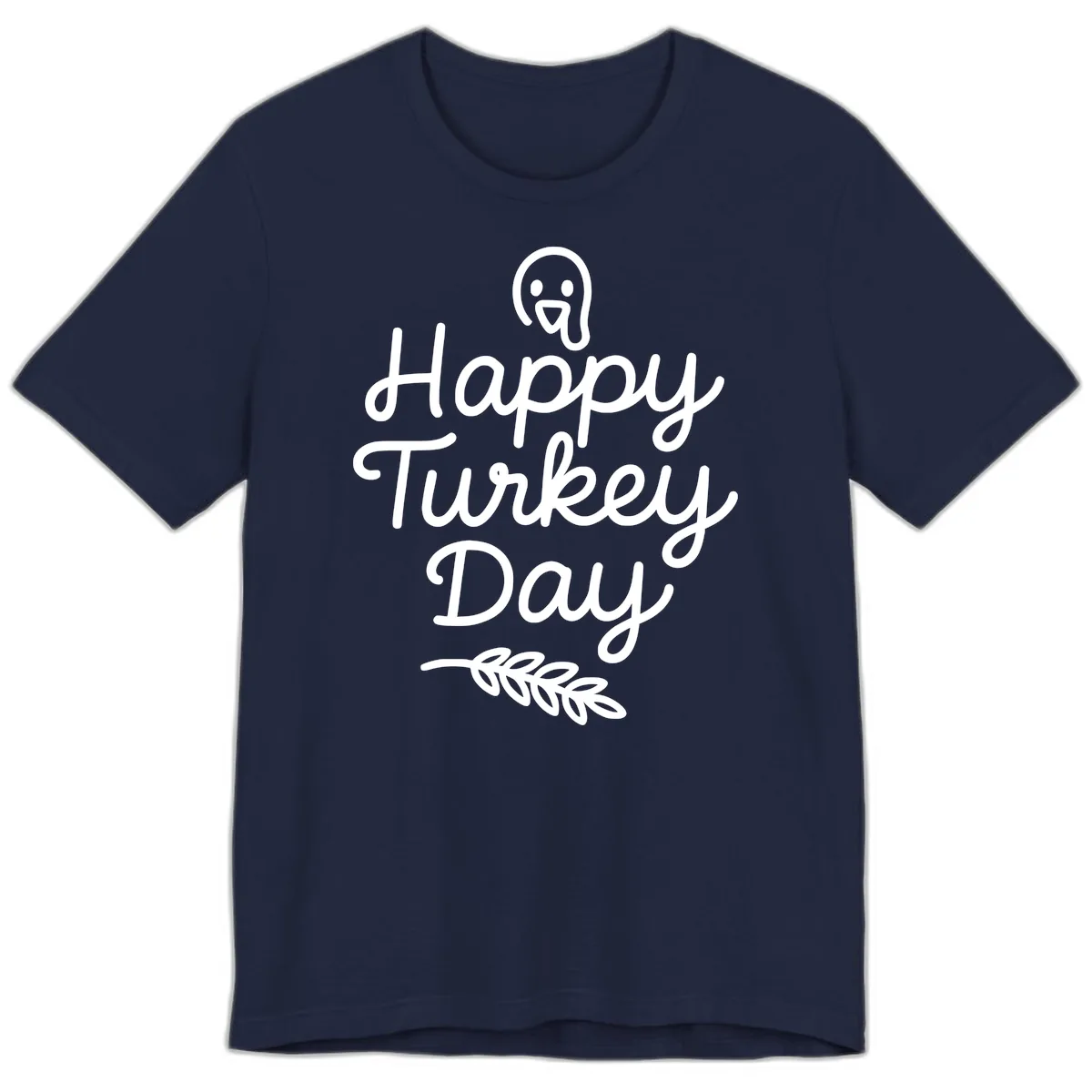 Happy Turkey Day Turkey Graphic Premium T-Shirt in Navy
