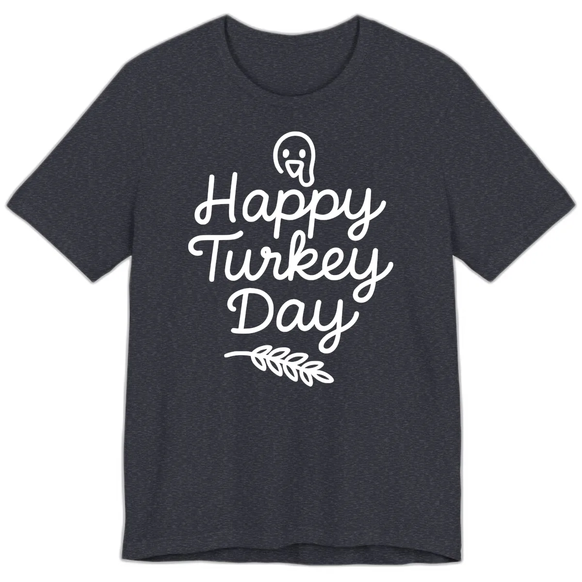 Happy Turkey Day Turkey Graphic Premium T-Shirt in Heather Navy