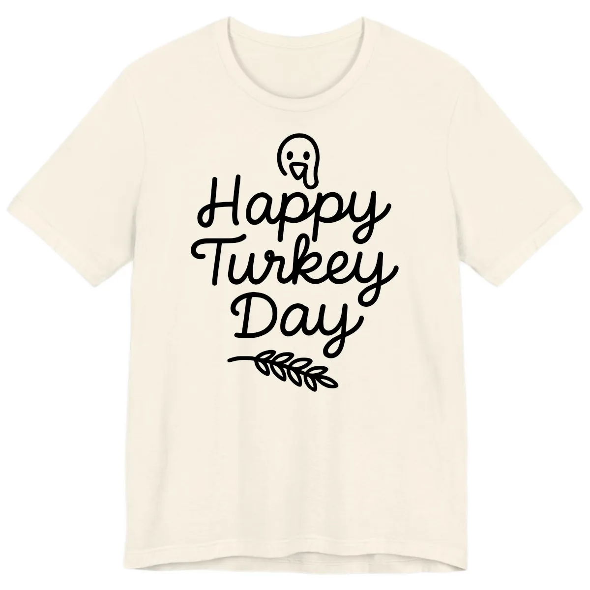 Happy Turkey Day Turkey Graphic Premium T-Shirt in Natural