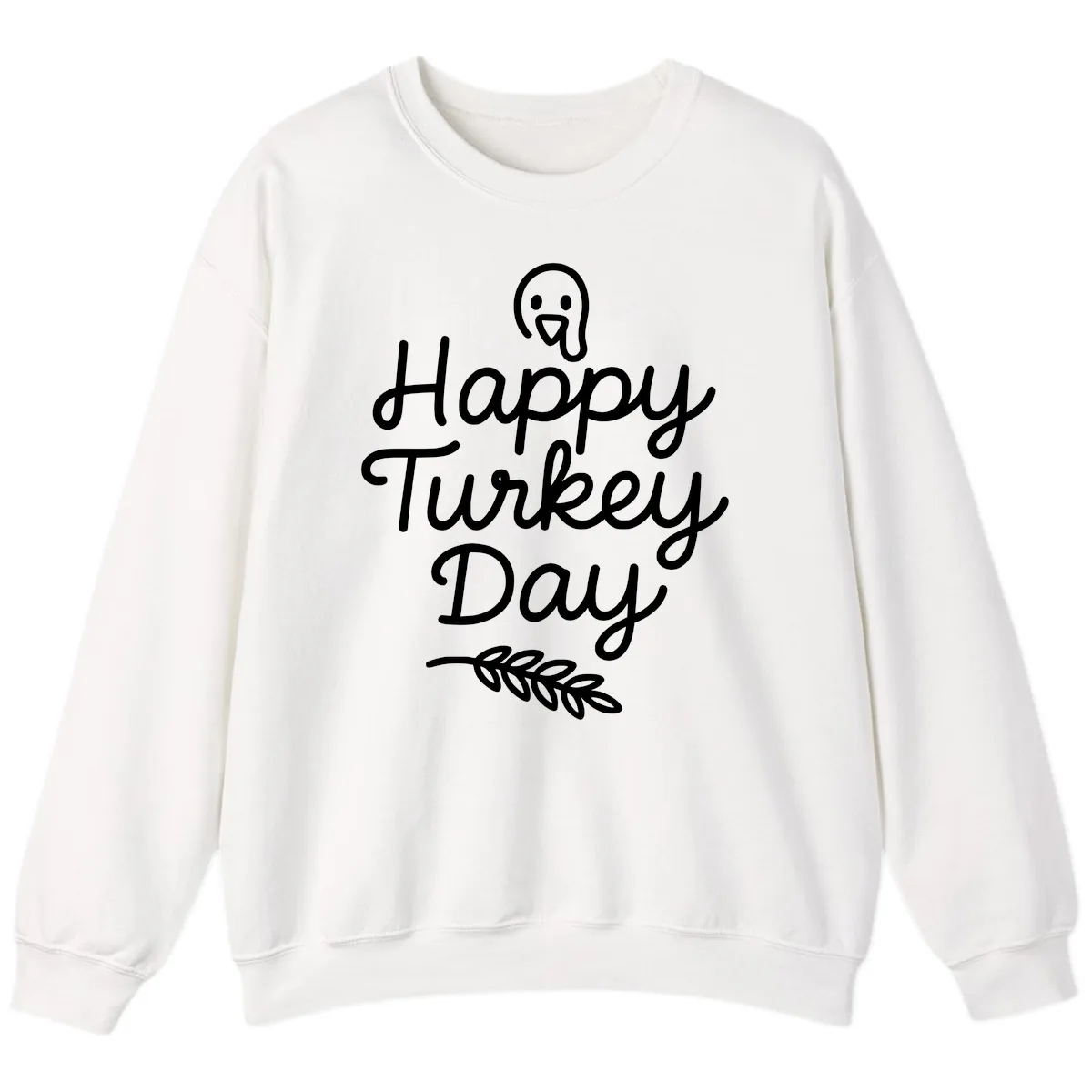 Happy Turkey Day Turkey Graphic Sweatshirt in White