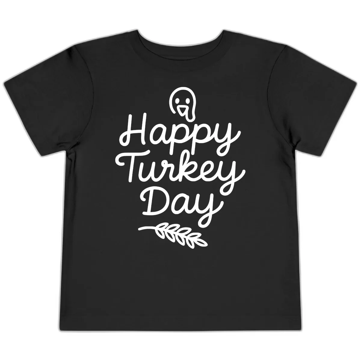 Happy Turkey Day Turkey Graphic Toddler T-Shirt in Black