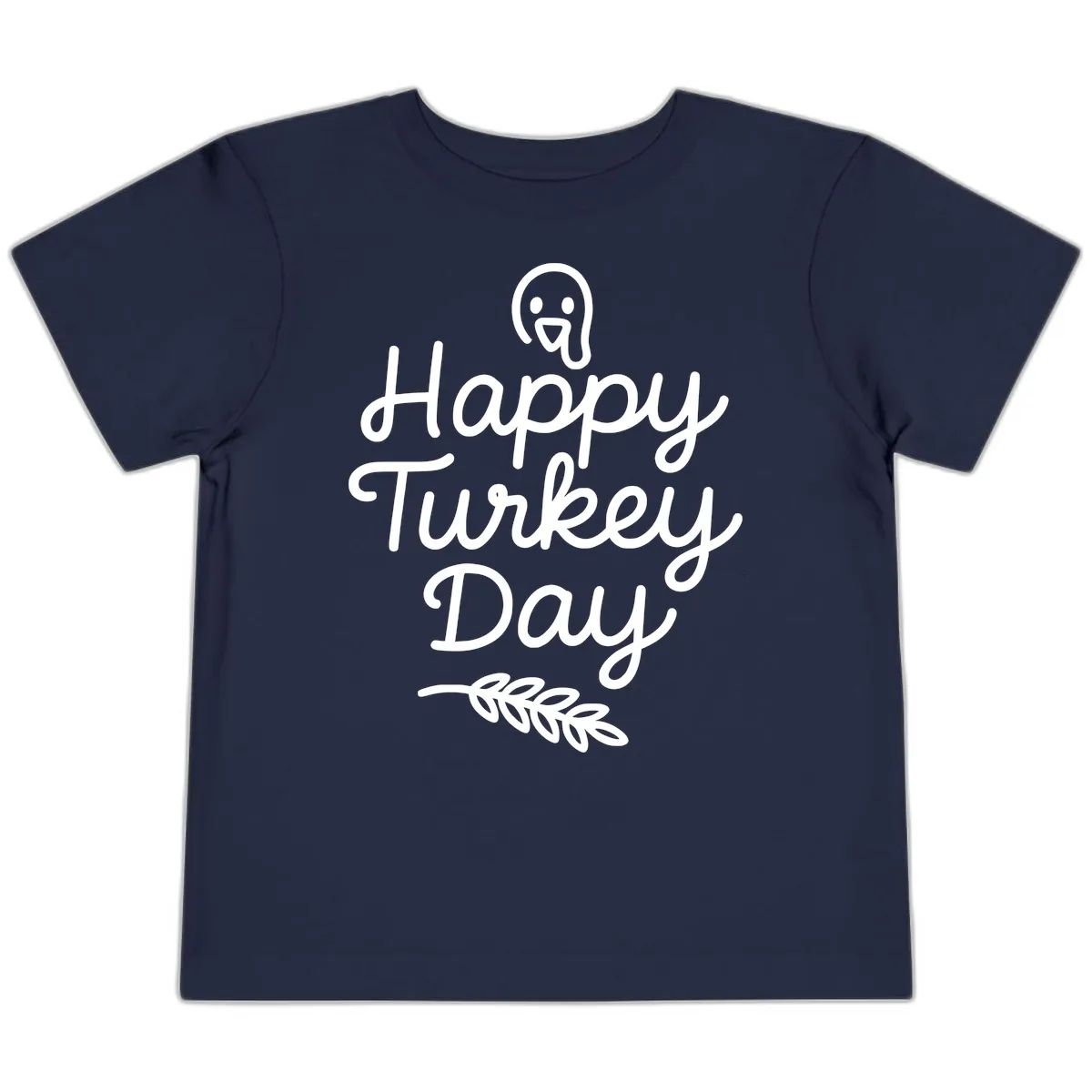 Happy Turkey Day Turkey Graphic Toddler T-Shirt in Navy
