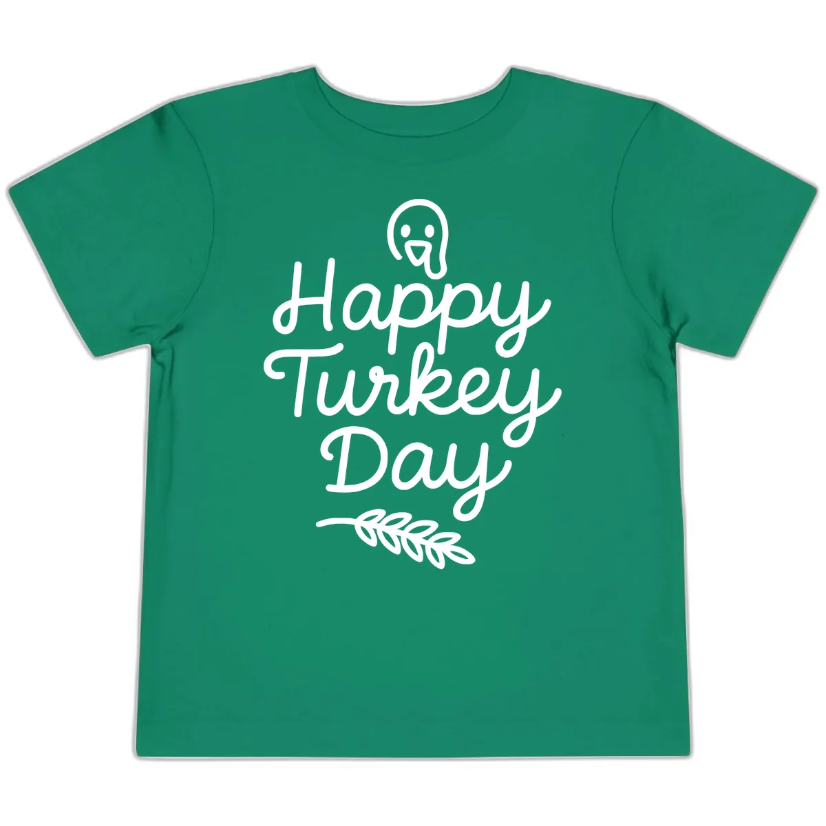 Happy Turkey Day Turkey Graphic Toddler T-Shirt in Kelly