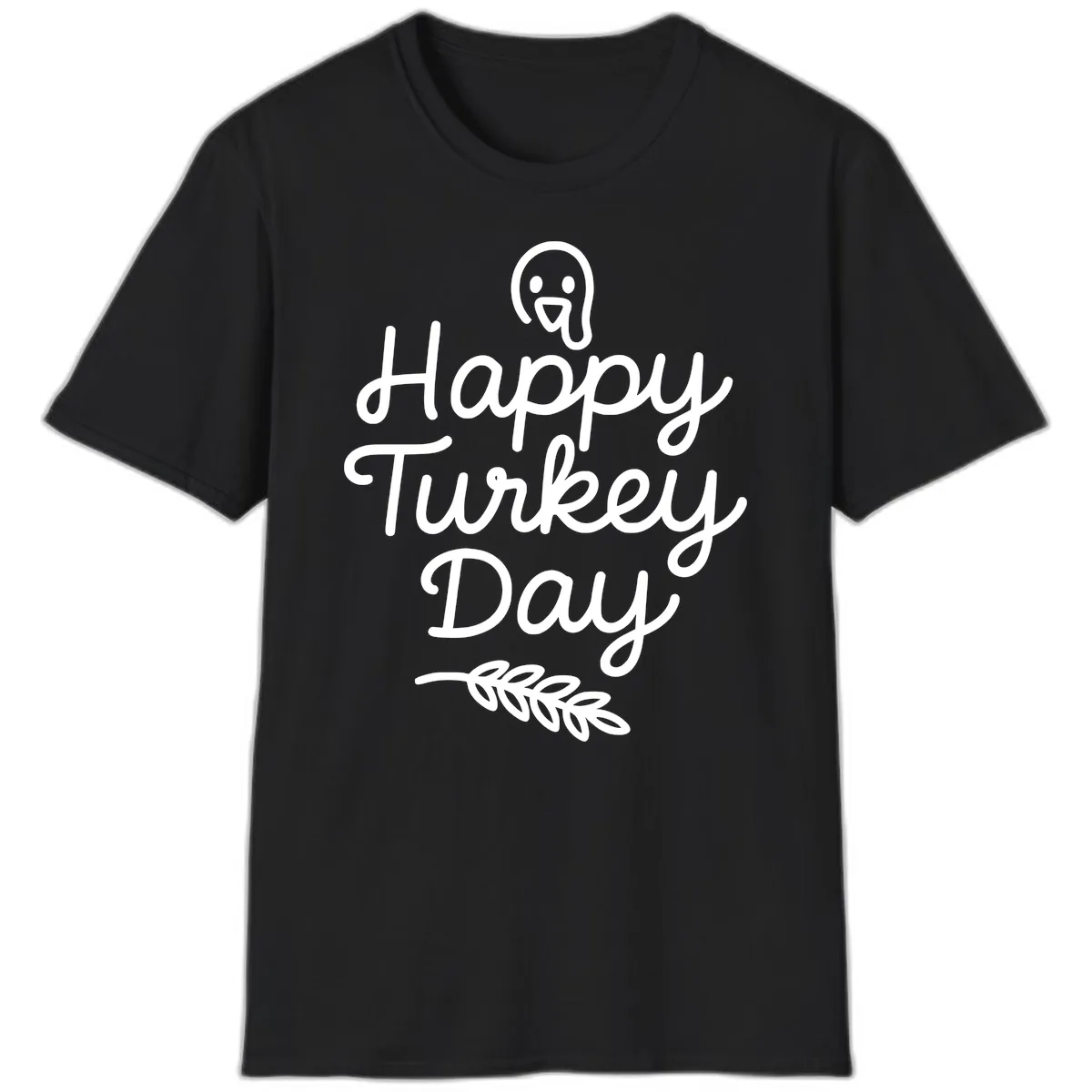 Happy Turkey Day Turkey Graphic T-Shirt in Black