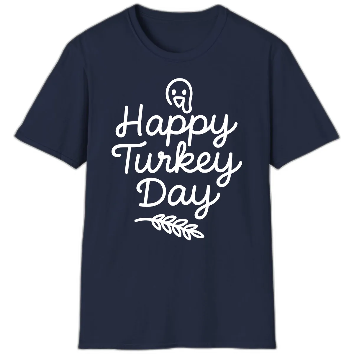 Happy Turkey Day Turkey Graphic T-Shirt in Navy
