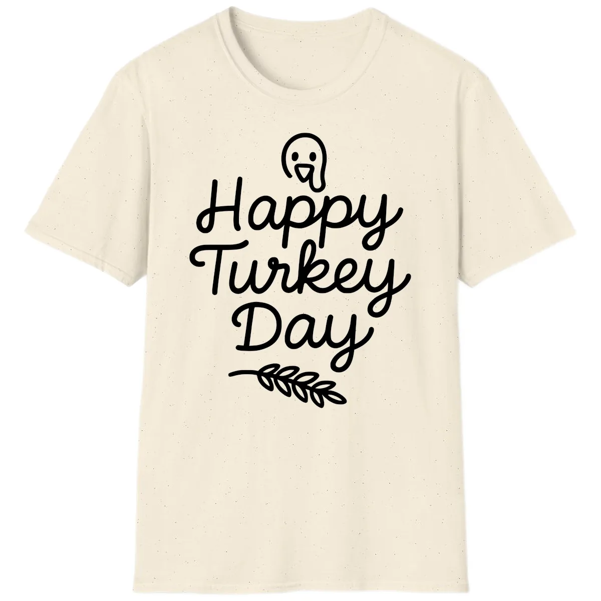 Happy Turkey Day Turkey Graphic T-Shirt in Natural