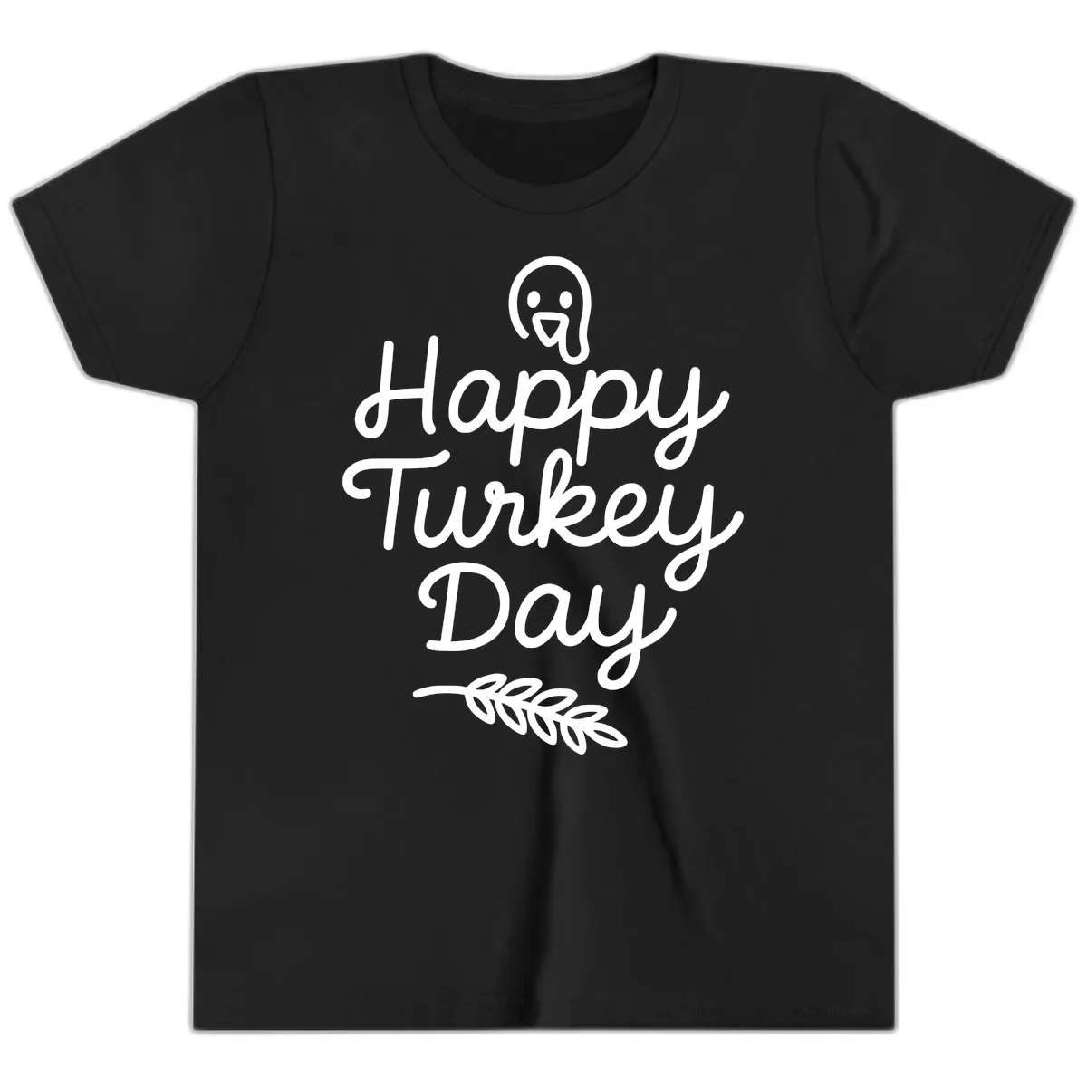 Happy Turkey Day Turkey Graphic Youth T-Shirt in Black